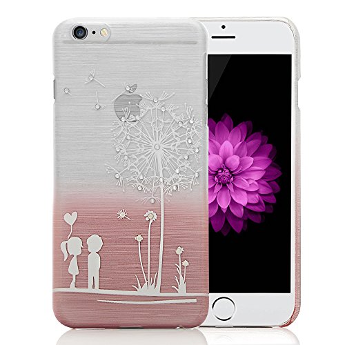 Iphone Case, Iphone 6 Plus Case - TURATA Premium Handmade Bling Crystal Diamonds Sweet Love Blowing Dandelion Brushed Metal Design Back Case Cover for Iphone 6 Plus (5.5