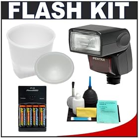 Pentax AF-360FGZ Flash + Gary Fong Lightsphere II Cloud Diffuser + 4 Batteries and Charger for... by 