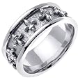 14K white Gold comfort fit flat antique Celtic Men`s 9 mm Wedding Band