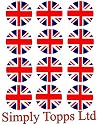 12 Union Jack rice paper fairy / cup cake 40mm toppers pre cut decoration