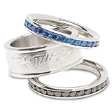 Carolina Panthers Logo Crystal Stacked Ring Set (Size 6)