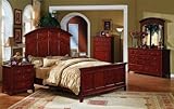 New 5 pc cherry finish wood queen size bedroom set