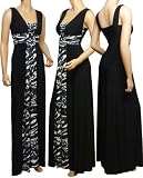Grecian Black & Cream Evening Maxi Dress(1050-Zebra) Available in 4 Lengths