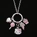 Hello Kitty Pink Ice Cream & Crystals Multi Charm Silver Tone Necklace - Matching Earrings Also Available