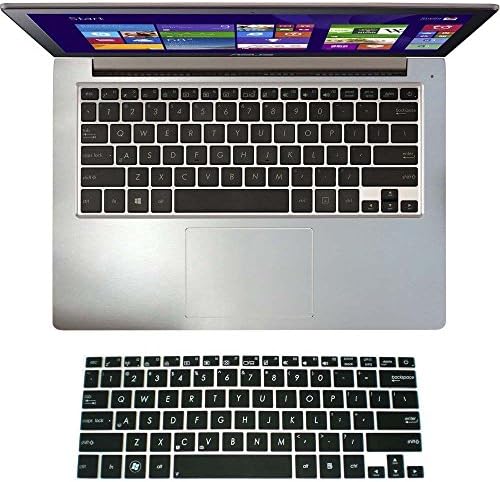 2in1 Wrist Palm Rest Cover With Touchpad Protector + US Layout Keyboard Skin for 13.3'' Asus UX303LA UX303LN UX303LB UX303UA UX303UB (Brushed steel silver palmrest cover + semi-black keyboard skin)