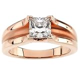 14K Rose Gold Diamond Engagement Ring Mounting - CENTER STONE NOT INCLUDED
