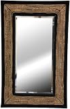 Elegant High End Japanese Style Accent - 31.75 Banana Leaf Wrapped Steel & Rush Grass Rectangular Wall Mounted Mirrror