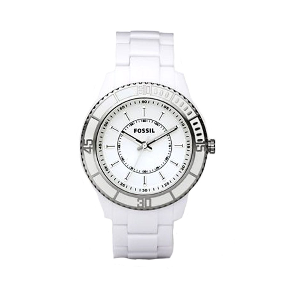 Fossil Women’s ES2442 White Enamel Bracelet White Analog Dial Watch