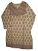 Women Tunic Top Red Printed Boho Cotton Bollywood Cream Kurti Dress Small Size