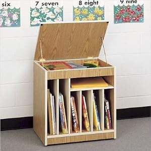 Mobile Big Book Storage Rack Color Trim: Light Oak Almond, Back: Markerboard Back
