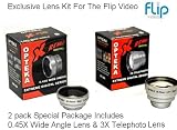 3X Telephoto Lens & 0.45X Wide Angle Lens For The Pure Digital Flip MinoHD Camcorder 2nd Generation M2120 & The New Flip SlideHD S1240W