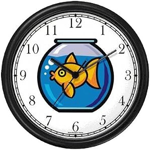 Goldfish in Bowl Animal Wall Clock by WatchBuddy Timepieces (White Frame)