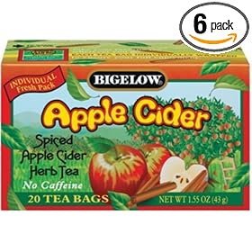 Bigelow Apple Cider Herbal Tea, 20-Count Boxes (Pack of 6)