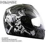 Advanced Hawk Chained Skull and Crossbones Gloss Black Full Face Motorcycle Helmet