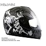 Advanced Hawk Chained Skull and Crossbones Gloss Black Full Face Motorcycle Helmet - Size : Large