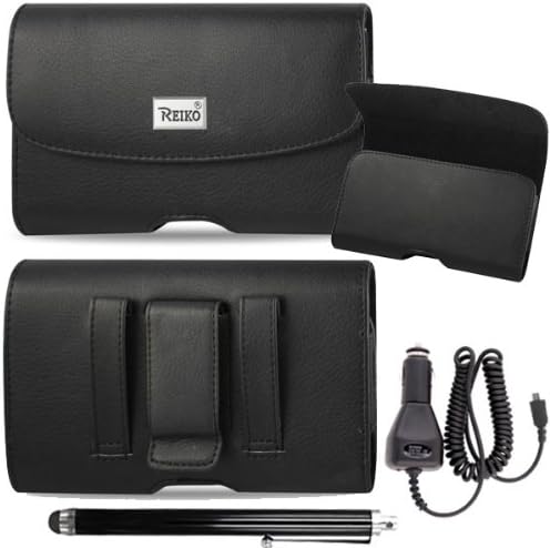 Horizontal Executive Leather Case with Magnetic closure with belt clip and belt loops for Straight Talk LG Access LTE. Comes with stylus pen and Car Charger.