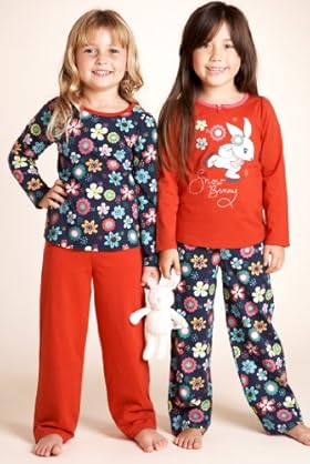 2 Pack - Younger Girls' Pure Cotton Floral Pyjamas With Toy