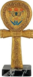 Ankh Gold and Color Statue on Marble Base