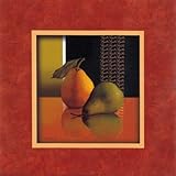 IMAGE OF Pear with Red Border PREMIUM GRADE Rolled CANVAS Art Print Tan Chun 24x24