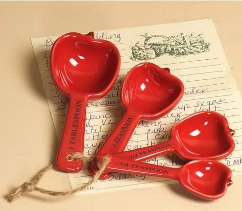 APPLE Stoneware MEASURING SPOONS Fruit Home Decor
