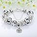 Bamoer 2015 New Arrival Vintage Silver Charm Bracelet for Women Flower Glass Bead and Safety Chain