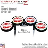 Big Kiss Black on White Skin by WraptorSkinz fits Rock Band Drum Set for Nintendo Wii, XBOX 360, PS2