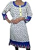 Designer Kurti Tunics Mantra Printed Cotton Caftan Indian Kurta Tops (Chest:40", Blue)
