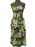 HAWAIIAN ORCHIDS BLACK SHORT SUN DRESS- ONE SIZE (S-XL)-tc085