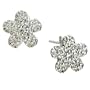 Silver Flower Crystal Dotted Sterling Re Stud Earrings