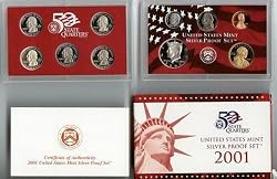 2001 S Silver Proof Set in Original US Government Packaging