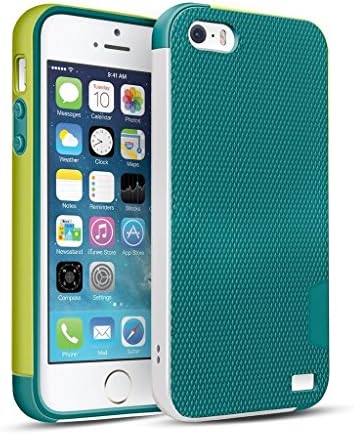 iPhone SE/5s case, Viitop [Ultra Hybrid] iPhone SE/5S Case Hybrid Best Impact TPU Shockproof Rugged Matte Shell Exact-Fit Dual Protection Silm Back Strips Anti-slip Cover Case [White/Yellow]