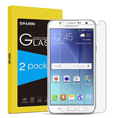 SPARIN [2-PACK] Galaxy J7 Screen Protector, [Scratch Resist] [Bubble Free] [2.5D Curved Edge] [HD] [Tempered Glass] Screen Protector for Samsung Galaxy J7