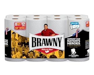 Brawny Giant Rolls, White, Pick-A-Size, 8 Count (Pack of 32)