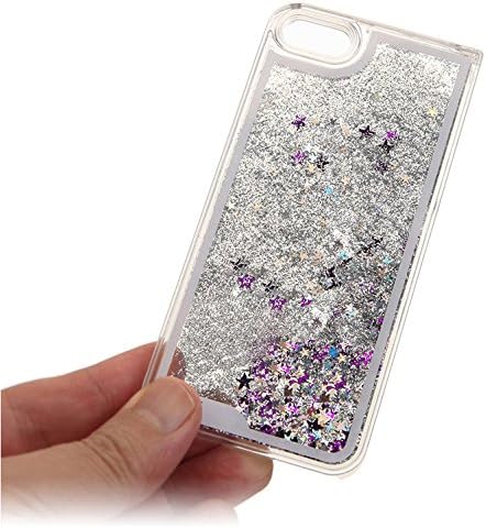 iPhone5 Aqua Sparkling Star Case, Apple iPhone 5S Hard Cover 5 Colors - Retail Packaging (Silver Stars)