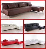Sofa Couch Schlafsofa Bendigo, mit Ottomane ~ sand/beige