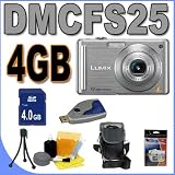 Cheap Panasonic Lumix DMC-FS25 12MP Digital Camera w/ 5x MEGA Optical IS Zoom (Silver) BigVALUEInc Accessory Saver 4GB Bundle