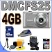 Panasonic Lumix DMC-FS25 12MP Digital Camera w/ 5x MEGA Optical IS Zoom (Silver) BigVALUEInc Accessory Saver 4GB Bundle