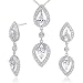 Jewelry : Must Have Fabulous Pear Shape White Cubic Zirconia Pendant Earrings Set in Sterling Silver