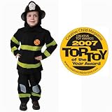 Sporting Goods : Deluxe Fire Fighter Dress Up Costume Set with Helmet - Medium 8-10