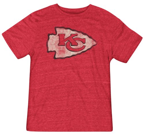 NFL Men's Kansas City Chiefs Bigger Better Logo Tri Blend Tee (Red, Medium)