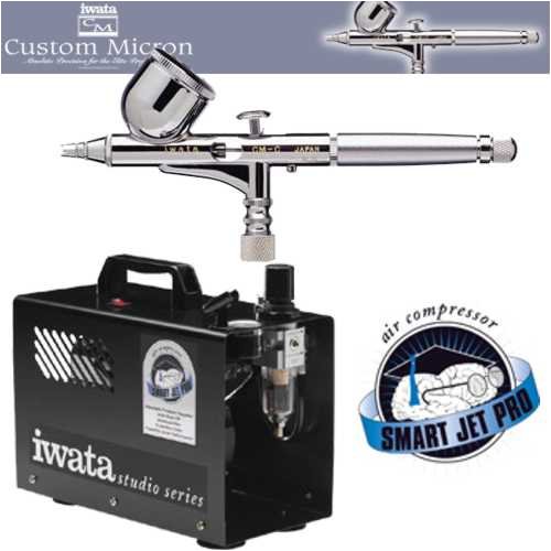 IWATA CUSTOM MICRON CMC AIRBRUSHING SYSTEM WITH SMART JET PRO AIR COMPRESSOR