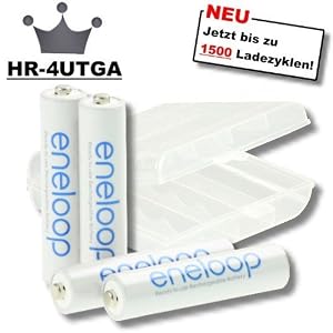 16 x Sanyo Eneloop Micro Akkus Batterien AAA in speziellen, robusten Akkuboxen der Akku-Onlinehandel GmbH - NEUESTE VERSION HR-4UTGA - 50% mehr LEBENSDAUER - bis 1500 LADEZYKLEN