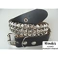 ウェンディーズ WENDY'S of LONDON 3連 スモール ピラミッド スタッズ ベルト(SV/BK)[並行輸入品] (◇　【XLサイズ】…(35-40インチ) ウエスト:90cm⇒102cm)