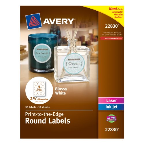 Order Avery Print To The Edge Round Labels Glossy White 2.5Inch