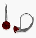 July 10 Karat White Gold 5mm Ruby Leverback Gem Earrings