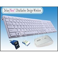 PC Funk Tastatur maus Set Super Flach Funk Tastatur und 2,4 GHz Funk Maus Delux weiss