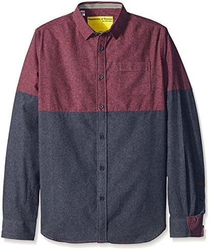 Descendant of Thieves Men's Heather Charcoal Slub Shirt, Navy/Burgundy, M