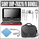 Sony DVP-FX820/R 8-inch Portable DVD Player Red w/ Accessory Bundle