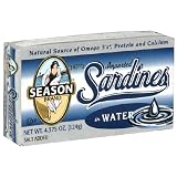 Seasons Sardines In Water, 4.375-Ounce Tins (Pack of 24)