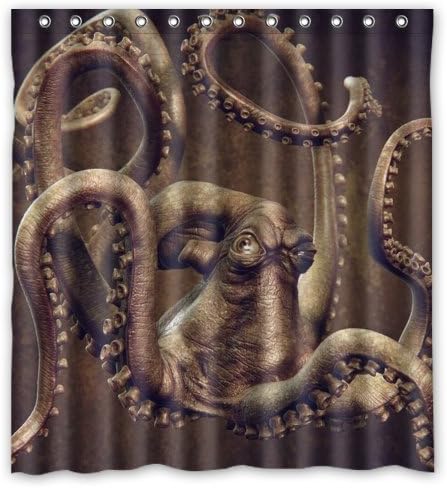 66" x 72" Hot Octopus Print Polyester Waterproof Shower Curtain